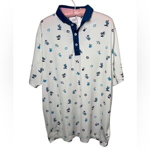 PUMA x Arnold Palmer Men's XL AP Mattr Dunes Golf Polo Bright White & Lake Blue